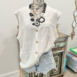 Vintage 1980s 100% Acrylic Lindsey Blake Cable Knit Cardigan Sweater Vest